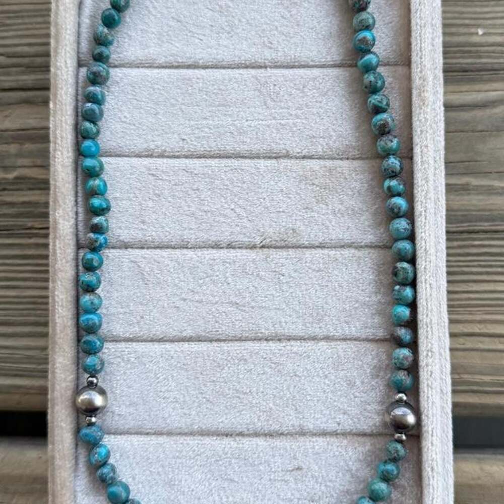 Southwestern Turquoise and Sterling Silver Desert Pearl Necklace